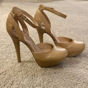 Nine West Tan Platform Heels